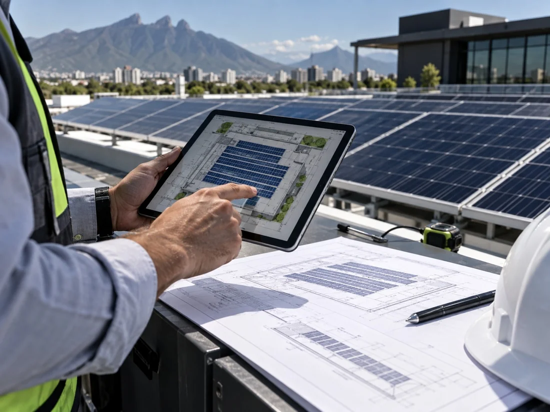 Vista ilustrativa de planeación de una instalación solar